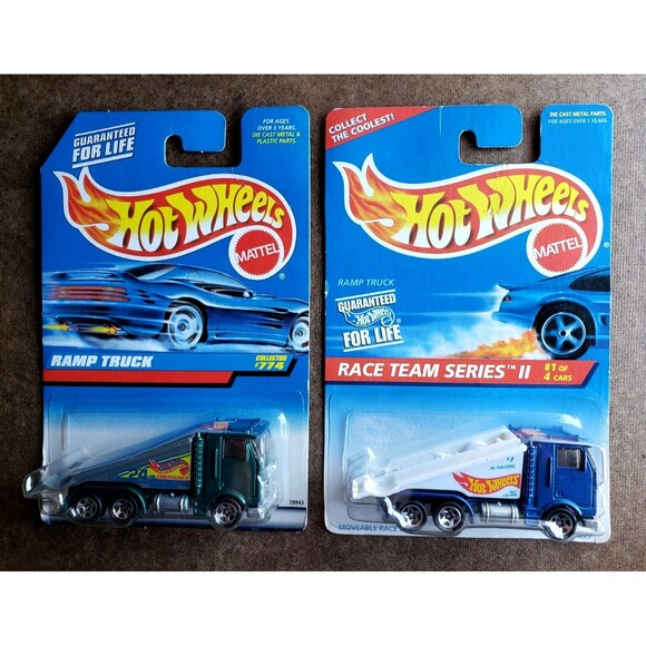 Hot Wheels RAMP TRUCK MAINLINE Green #774 & RACE TEAM SERIES II Blue #395 LOT X2 - Picture 4 of 16